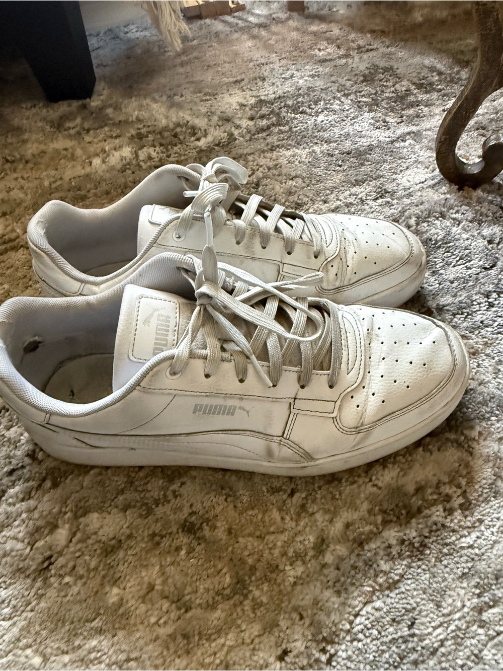 Puma Men's White Low-Top Leather Sneakers